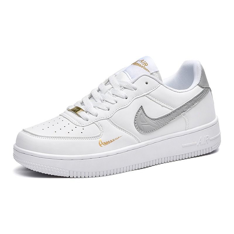 Nike Air Force 1 AF1 AJ Size 36 47 Air Force One White Gray Gold Genuine Low Top Sneakers Men s AJ Men s and Women s Couple Casual Shoes Basketball Sneakers Men s Fashion Footwear Sneakers