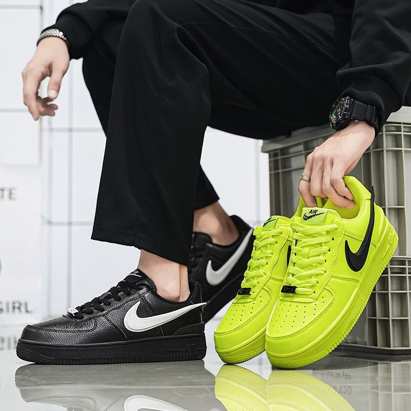 Nike Air Force 1 AF1 AJ Size 36 47 AF1 Air Force One AMBUSH Collaboration White Black Flying Hook Low Top Casual Sneakers for Men and Women