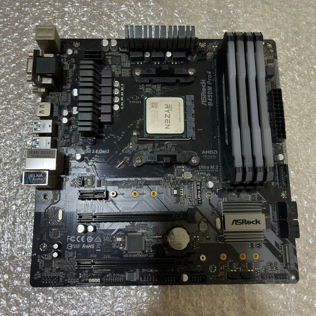 Ryzen 5 2600 Asrock B450m Pro4 32GB Corsair Vengeance RGB Pro 8GBx4 3200MHz CL16