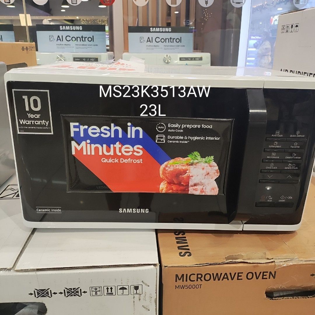 SAMSUNG MICROWAVE OVEN (BESPOKE AND STYLISH DESIGN) (Category: Ovens & Toasters) located in Manila. Submitted by chuck_claros (Listing ID 1332103840, Image 3). Description: SAMSUNG MICROWAVE OVEN (BESPOKE AND STYLISH DESIGN) ☑️BRAND NEW FACTORY SEALED UNIT WITH OFFICIAL SALES INVOICE AND WARRANTY 🔻SALE!!! SALE!!! SALE!!!🔻 🔻!!! DISCOUNTED PRICE !!!🔻 ◽(MODEL NO.) 23 LITERS - MS23K3513AW - SALE PRICE - 5,250 23 LITERS - MS23K3515AS - SALE PRICE 