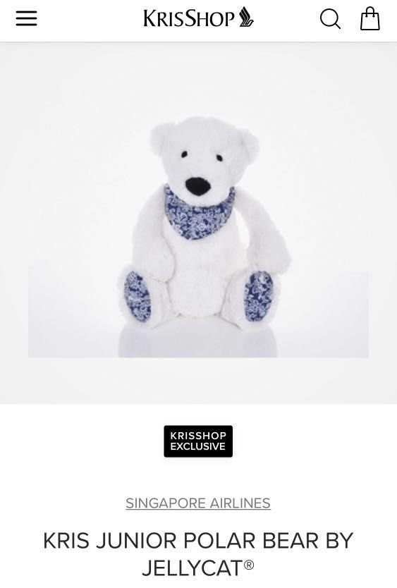 SIA KRIS SHOP exclusive jellycat junior polar bear batik, Hobbies
