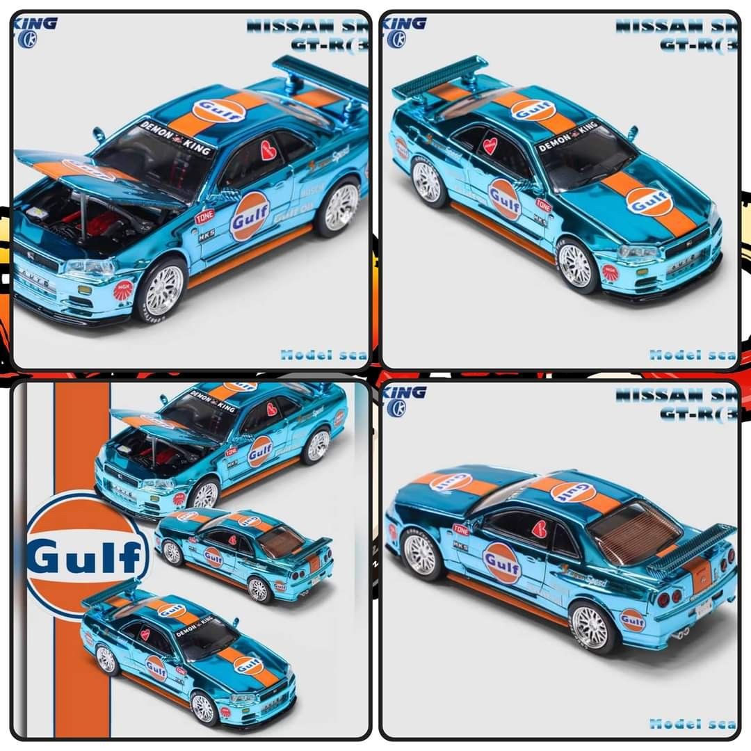 Skyline R34 Chrome Gulf Demon King Auto Hot Wheels Inno64 Jhonny Lightning,  Hobbies & Toys, Toys & Games on Carousell