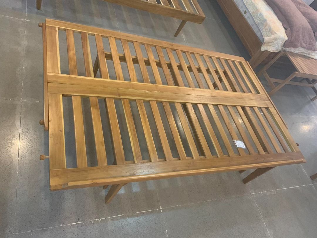 Solid Teak Wood Folding Modern Sofa Bed Frame (Category: Sofas) located in Caloocan City. Submitted by anntinemaddelaaa00 (Listing ID 1332112072, Image 2). Description: ITEM: Handcrafted Solid Teak Wood Folding Modern Sofa Bed Frame SERIES: Gold Teak (Indoor Series) MAIN MATERIAL: Teak Wood (Tectona Grandis) FINISHING: N. Cellulose APPROXIMATE DIMENSIONS: (size may slightly vary due to its handcrafted nature) Bed Frame Form: 190 x 120 x 37 cm Sof