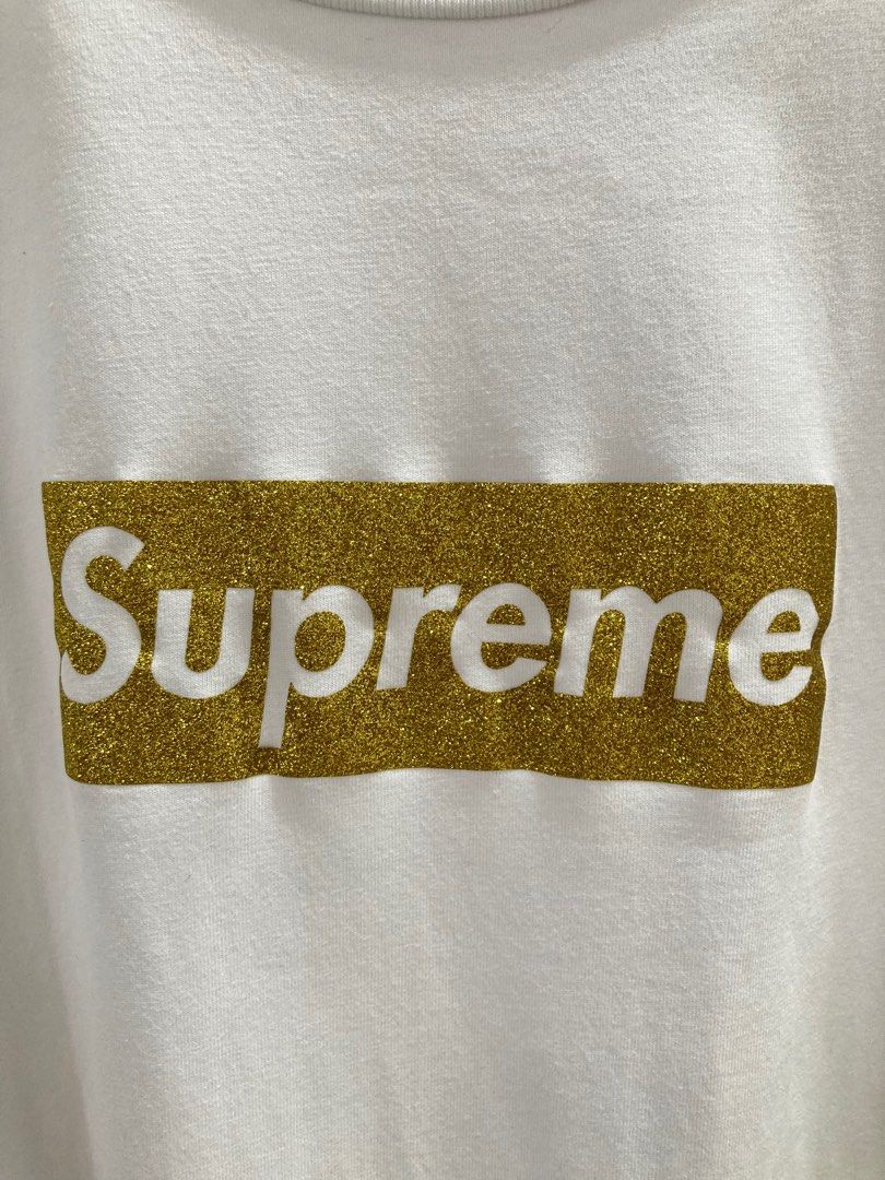 Supreme Shining Gold Bogo White Cotton Shirt for Men s S on tag dimes 18 X 26.4 Men s Fashion Tops Sets Tshirts Polo Shirts on Carousell