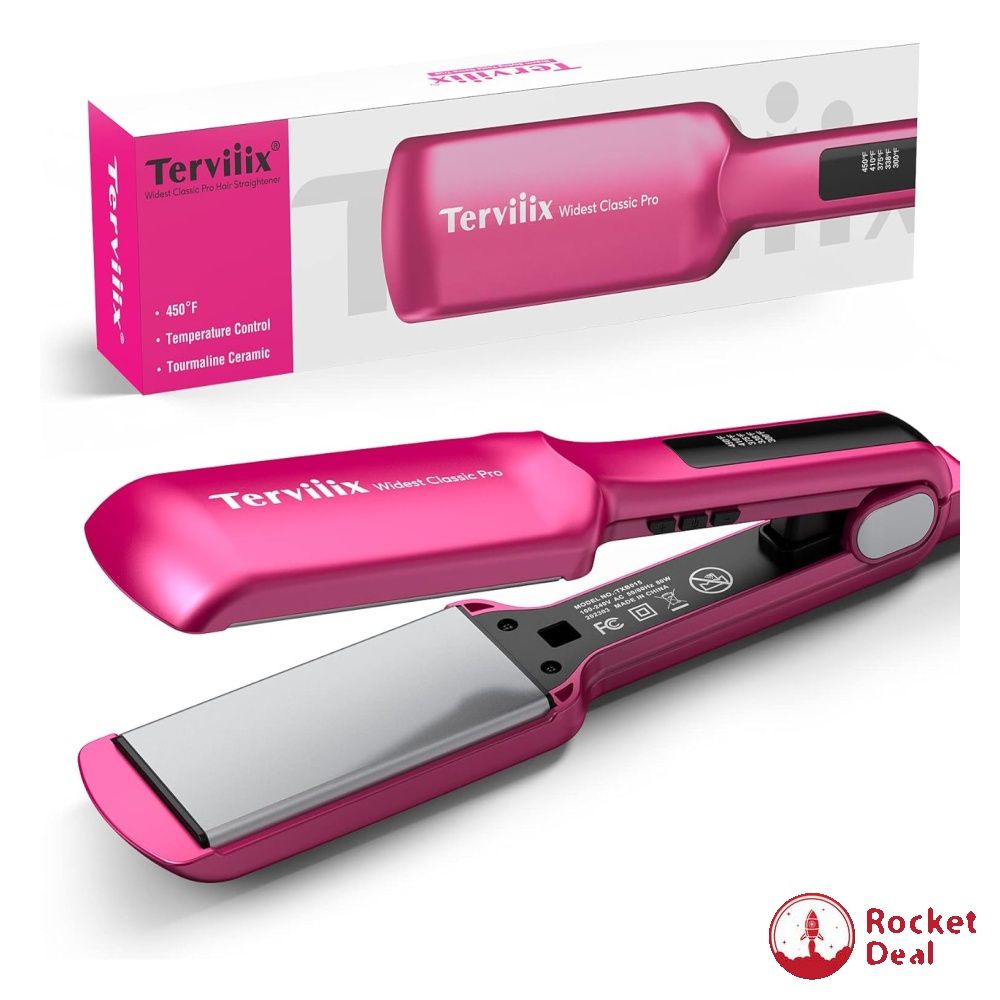 Terviiix Flat Iron Hair Straightener 2 Inch Widest Ceramic Flat Iron for Hair Professional Straightening Irons