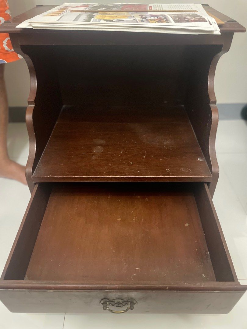 Vintage Bed Side Table (2pcs) (Category: Coffee & Tea Tableware) located in Quezon City. Submitted by mymini.closet (Listing ID 1332118853, Image 3). Description: Selling as pair PM for the price Pickup Sauyo QC.