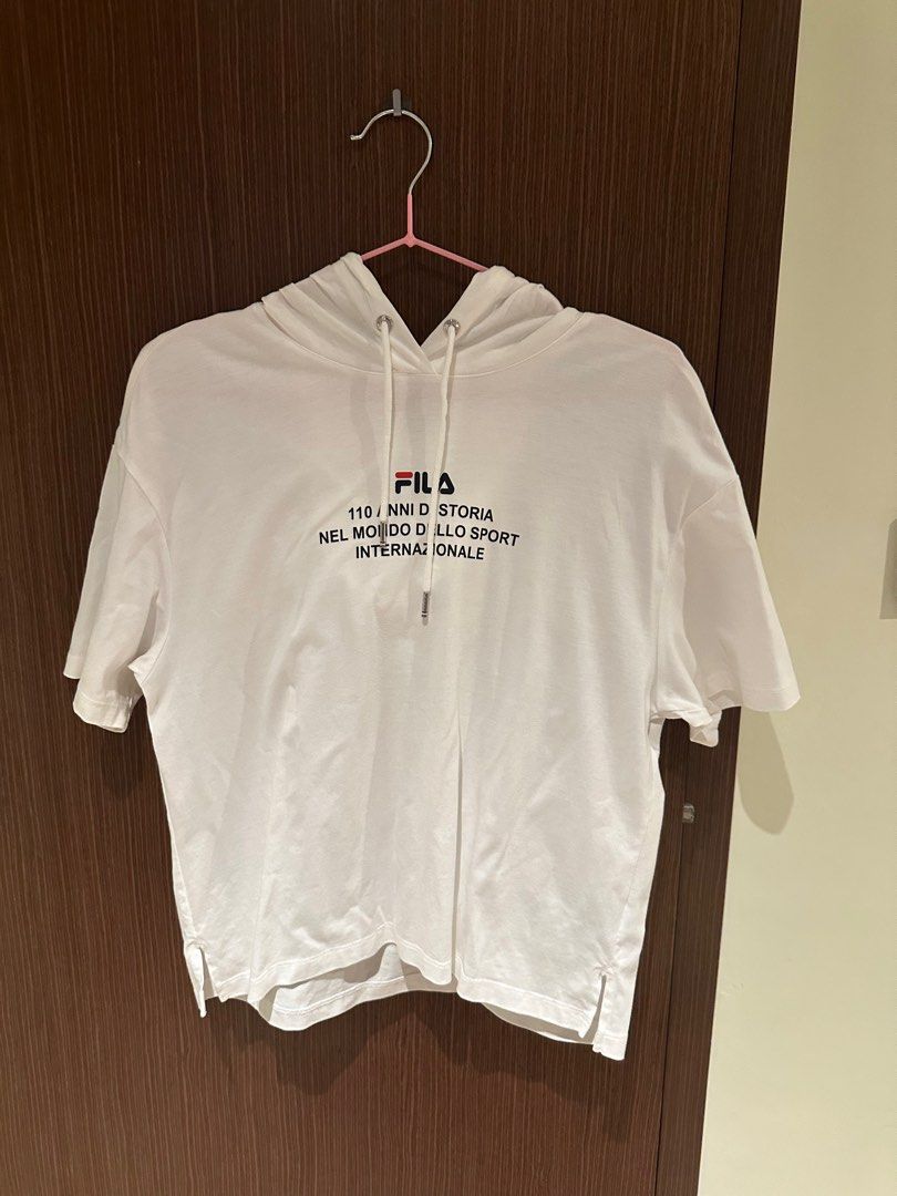 White FILA short sleeve hoodie