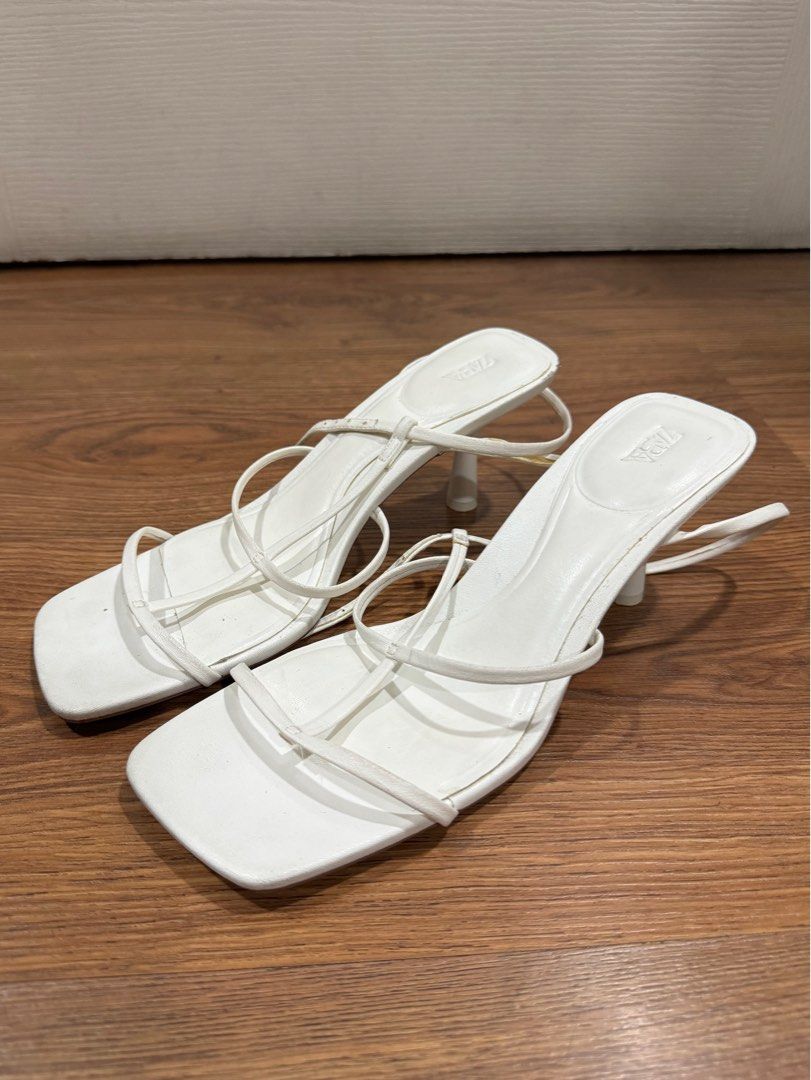 Zara white strappy heels cheap