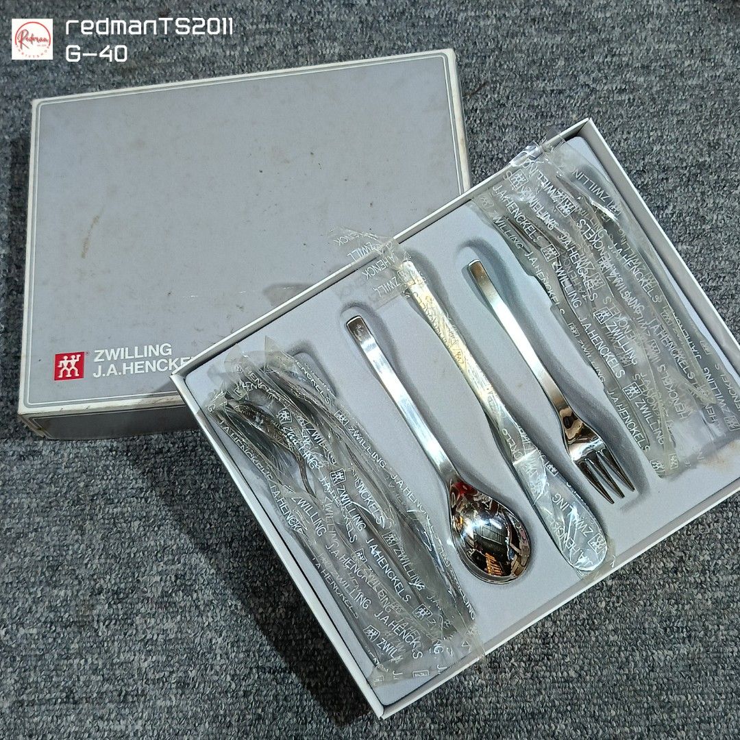 Zwilling J.A. Henckels Besteck-Garnitur Tableware Set (Category: Dinnerware & Cutlery) located in Meycauayan. Submitted by redmants2011 (Listing ID 1332217625, Image 1). Description: New old stock Payment - Gcash / Bank Transfer Shipping - Gogo Xpress / Flash Express.