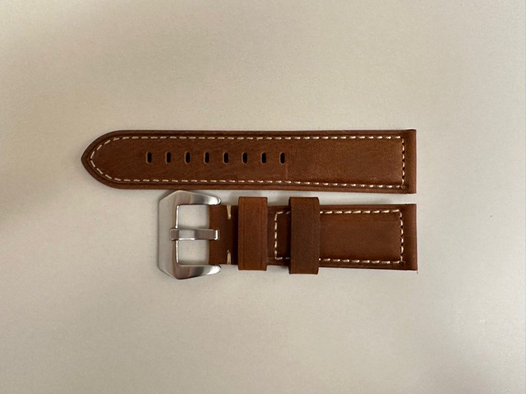 24MM Leather watch strap Aftermarket Panerai Assolutamente Crazy horse chunky DARK BROWN Luxury Watches on Carousell