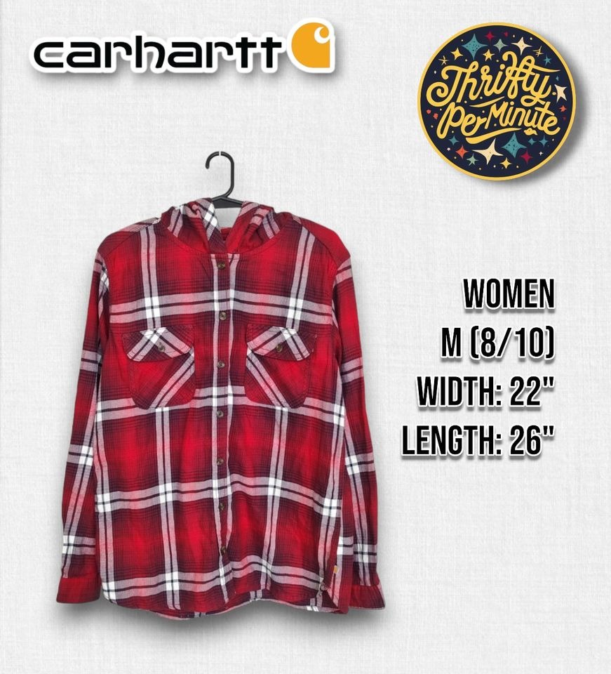 Authentic CARHARTT Women s Plaid Hoodie Button up Sweatshirt Women s Fashion Coats Jackets and Outerwear on Carousell