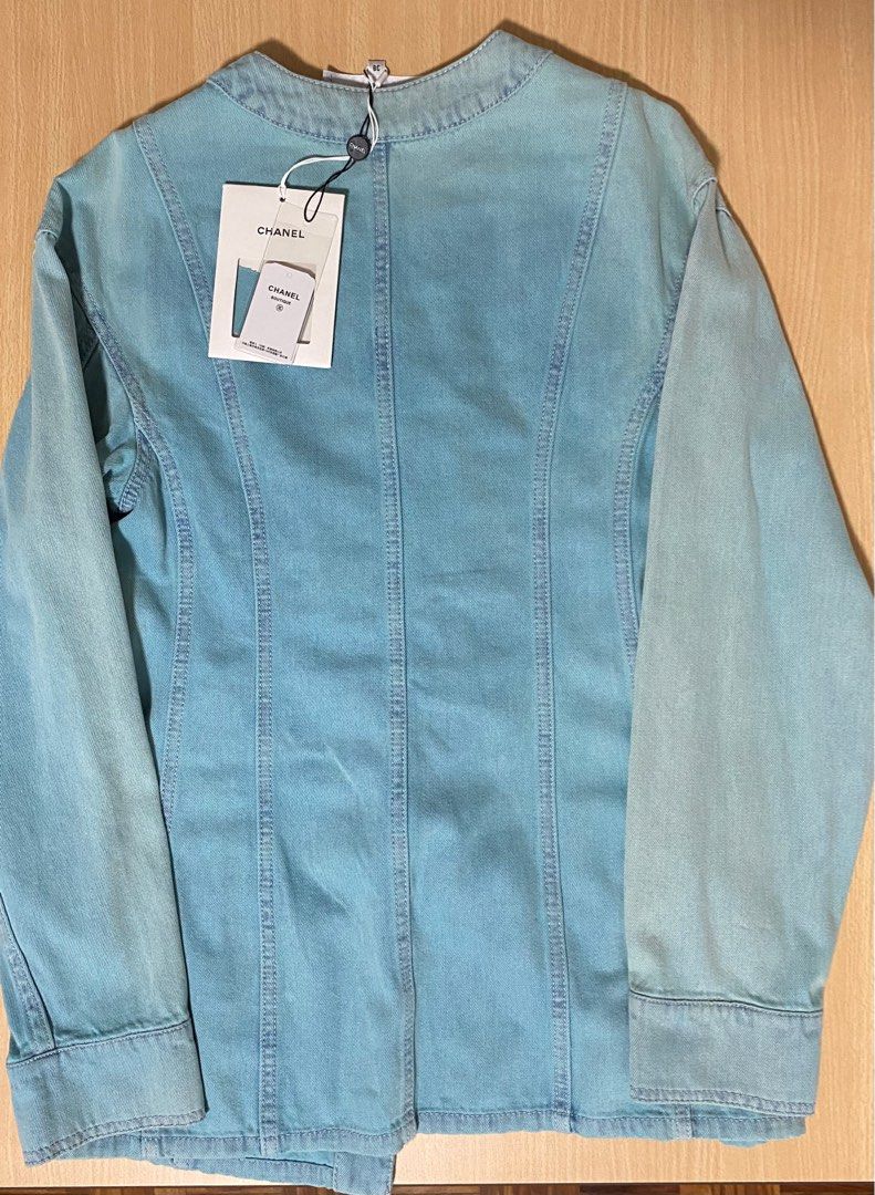 Authentic Chanel Blue Denim Jacket (Category: Coats, Jackets and Outerwear) located in Manila. Submitted by francoo7 (Listing ID 1332351276, Image 3). Description: Chanel Spring 2021 collection Blue denim jacket Brand new Size 38 (Medium) RFS: Owner doesn’t want it .
