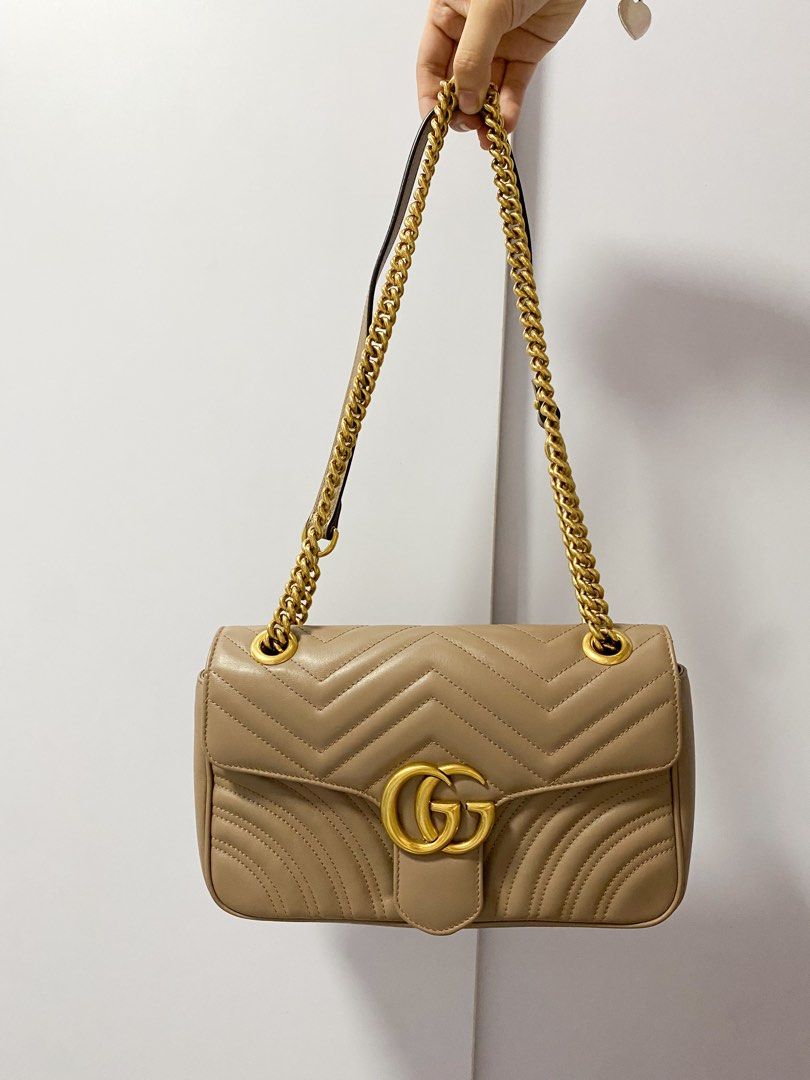 AUTHENTIC Gucci Marmont Beige Small Flap