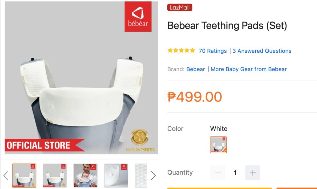 Bebear Drool and Teething Pad (Category: Carriers & Slings) located in Manila. Submitted by pearleee (Listing ID 1332439780, Image 3). Description: BRAND NEW IN BOX One pair of 100% Cotton Teething Pads (for shoulder straps) and one piece of Front teething pad. Front teething pad is only compatible with Bébéar Mesh Plus Hip Seat Carriers,Bébéar Aluminum Hip Seat Carriers and Bébéar aX Foldable Hip Seat Carriers. Front teething pads can be easily 