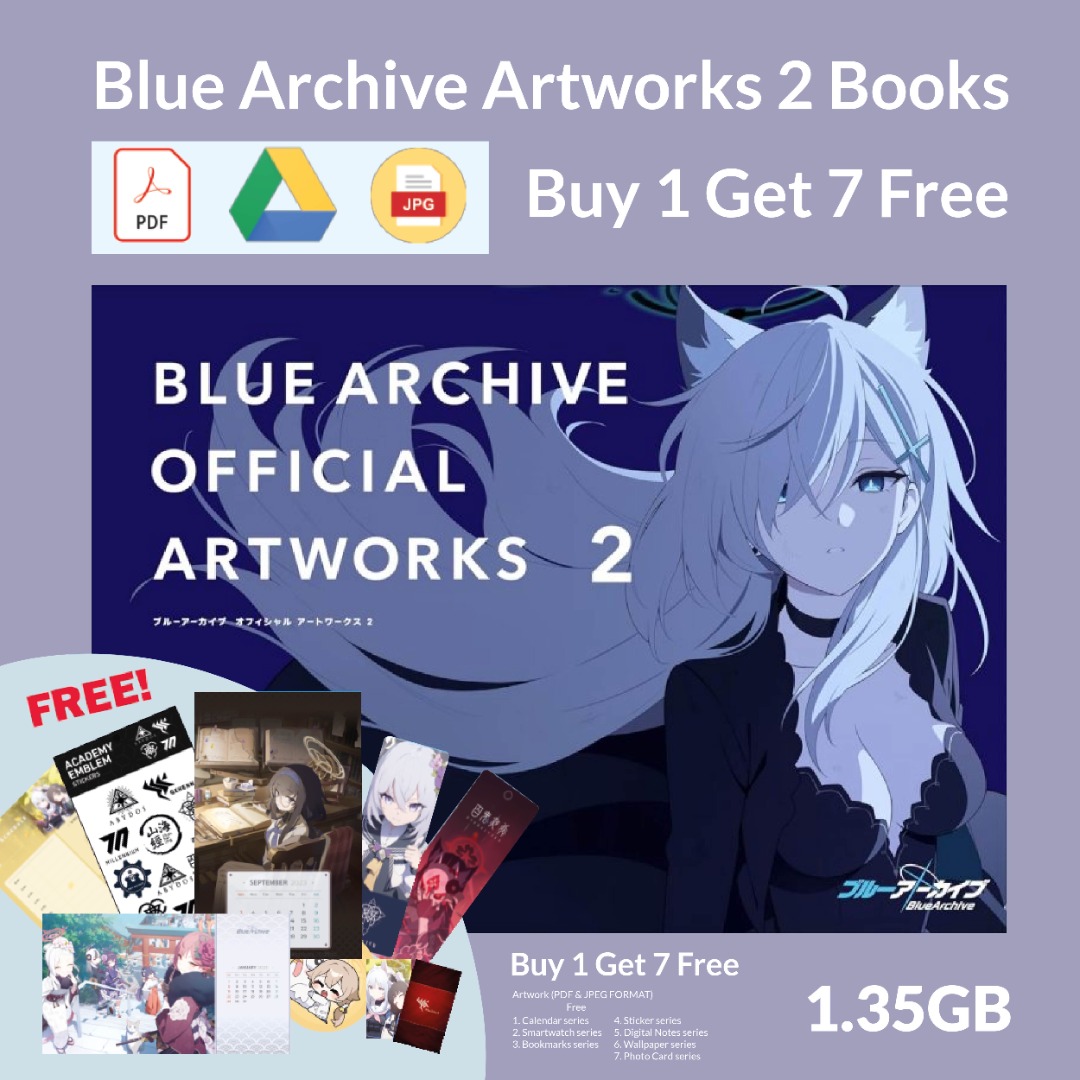 Blue Archive Artworks 2 Full Version PDF (7 free gift), Hobbies & Toys ...