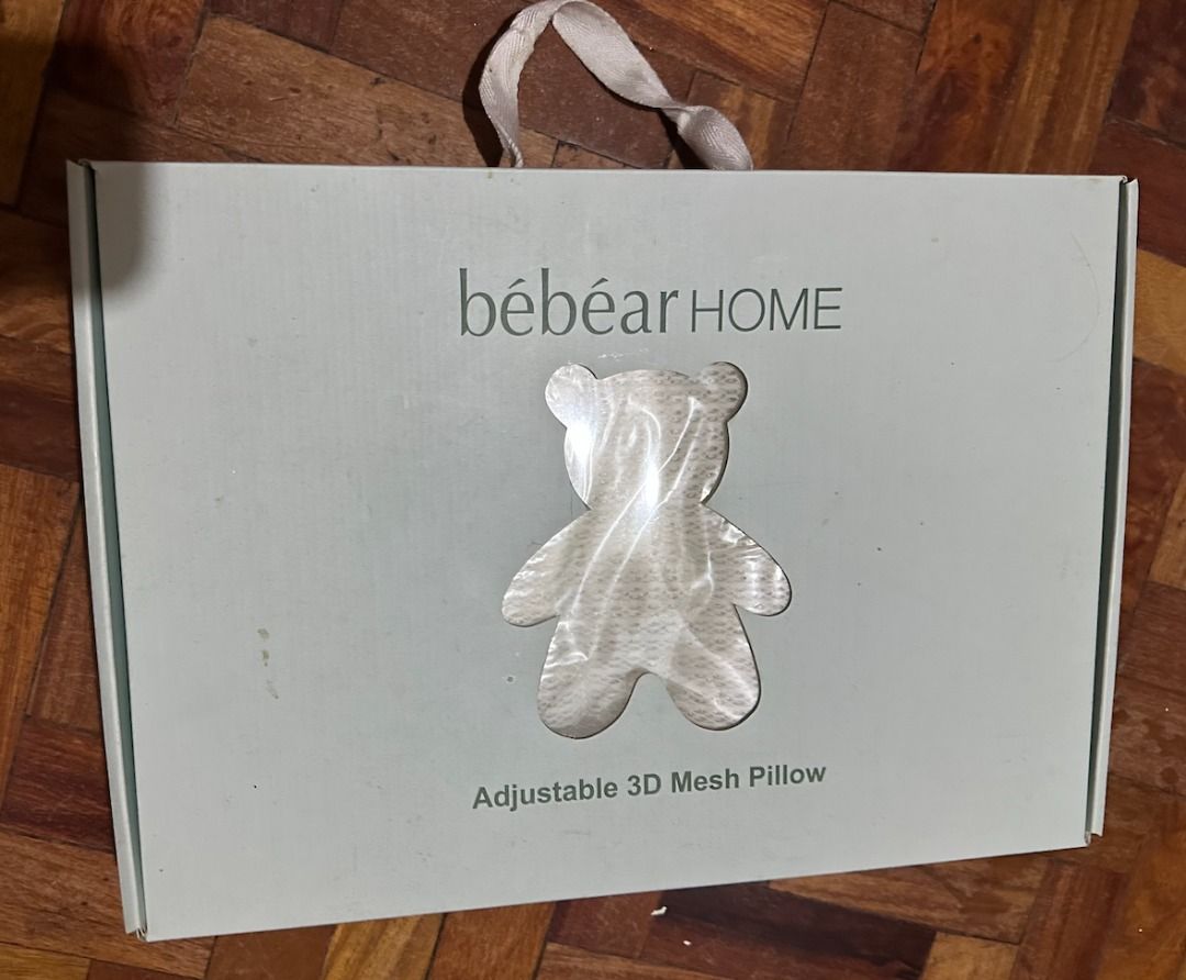 BRAND NEW IN BOX Bebear Adjustable 3D Mesh Pillow (White) (Category: Cots & Cribs) located in Manila. Submitted by pearleee (Listing ID 1332439908, Image 1). Description: BRAND NEW IN BOX Breathable, keeps moisture away Promotes natural air-circulation as 3D mesh material effectively disperses and eliminates heat from the head and neck of babies Contour design prevents flat-head syndrome, helps in head-shaping of the baby Center contour design su