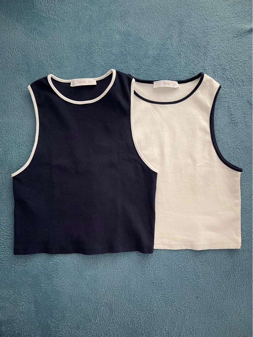 Bundle Sale!!! Mango Contrast Crop Sleeveless - Small (Category: Sleeveless) located in Jaen. Submitted by cutecottons09 (Listing ID 1332278011, Image 1). Description: Selling low. 👌 No flaws Rfs : Hindi nagagamit Really cute when worn . The fabric is thick and it’s fitted not loose. And not super cropped or depends sa height din . Maybe the models are just too skinny and tall . 😊 Eur Xs = Small Rfs: Tight on me. I should have gotten small size