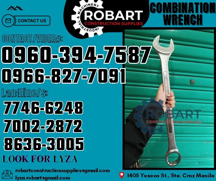 Combination Wrench (Category: Construction Tools & Equipment) located in Manila. Submitted by lyzarobart11 (Listing ID 1332319322, Image 1). Description: Combination Wrench Size: 46mm 𝑹𝑶𝑩𝑨𝑹𝑻 𝑪𝑶𝑵𝑺𝑻𝑹𝑼𝑪𝑻𝑰𝑶𝑵 𝑺𝑼𝑷𝑷𝑳𝑰𝑬𝑺 𝒪𝒻𝒻𝒾𝒸𝑒 𝒜𝒹𝒹𝓇𝑒𝓈𝓈: 𝟣𝟦𝟢𝟧 𝒴𝓊𝓈𝑒𝒸𝑜 𝒮𝓉. 𝒮𝓉𝒶 𝒞𝓇𝓊𝓏 𝑀𝒶𝓃𝒾𝓁𝒶 ꜱᴇɴᴅ ᴜꜱ ᴍᴇꜱꜱᴀɢᴇ ꜰᴏʀ ɪɴQᴜɪʀɪᴇꜱ ‼️ ‼️ ɢʟᴏʙᴇ: (0966-827-7091) ꜱᴍʀᴛ - (0960-394-7587) ᴠɪʙʀ - (0960-394-7587) ʟᴀɴᴅʟɪɴᴇ: (8636-ʟᴏᴏᴋ