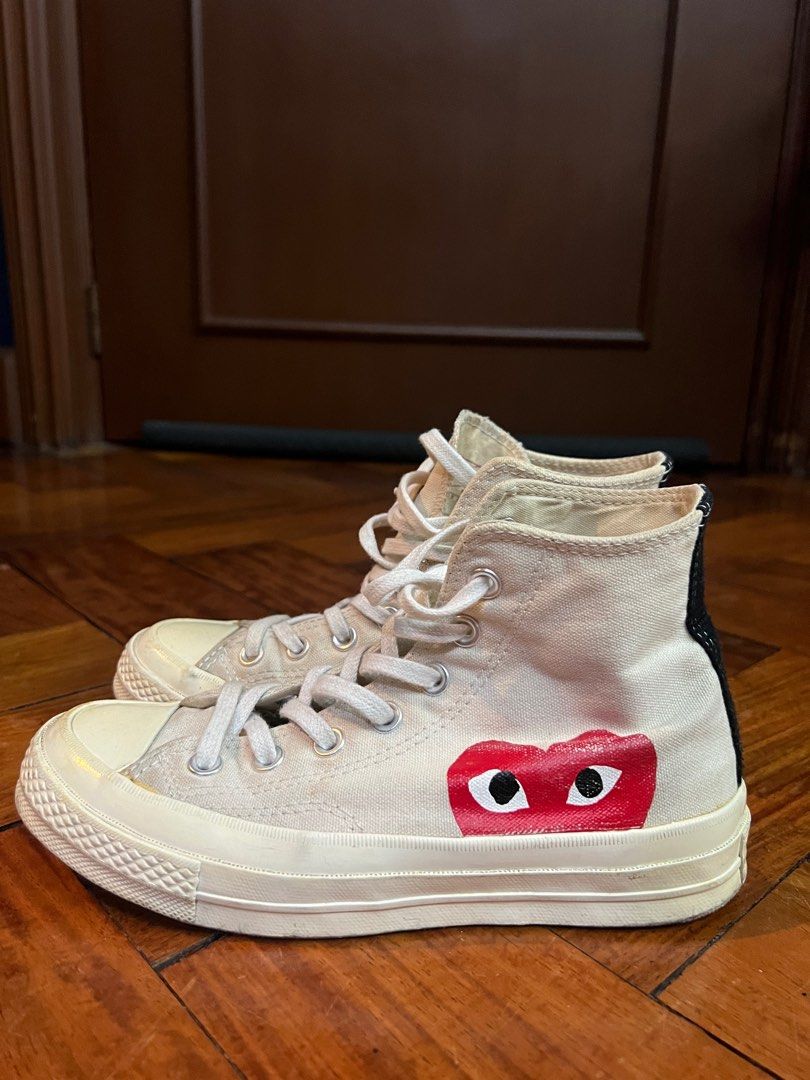 Comme De Garcon High Cut Sneakers (Category: Sneakers) located in Manila. Submitted by mompreneur_declutterd (Listing ID 1332407031, Image 2). Description: Bought for 8.6K from the comme de garcon store in rockwell Needs cleaning only but still in a good condition.