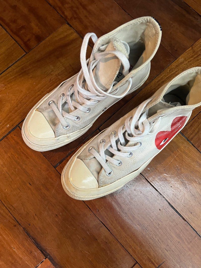 Comme De Garcon High Cut Sneakers (Category: Sneakers) located in Manila. Submitted by mompreneur_declutterd (Listing ID 1332407031, Image 3). Description: Bought for 8.6K from the comme de garcon store in rockwell Needs cleaning only but still in a good condition.