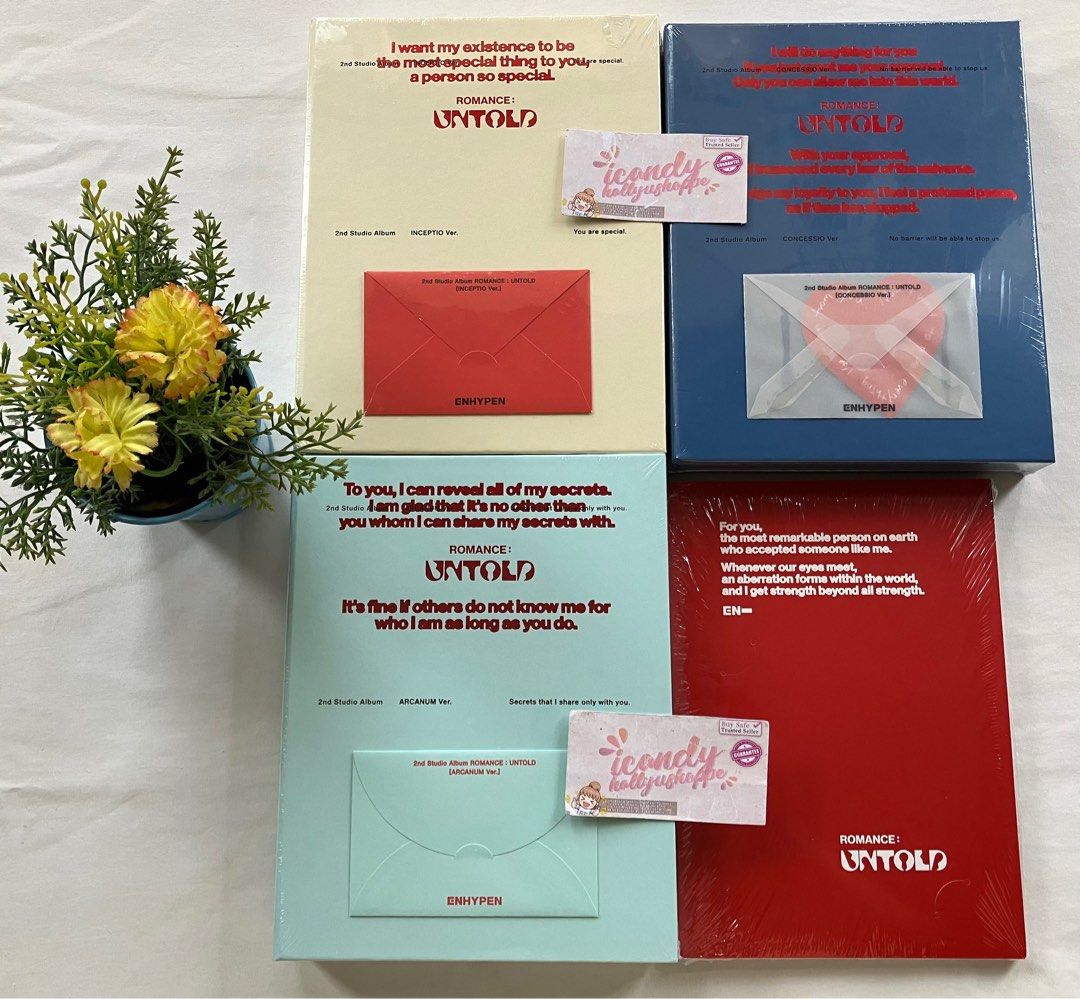 Enhypen Romance Untold Sealed Regular / Engene Ver (Category: K-Wave Merchandise) located in General Trias. Submitted by icandyhshoppe (Listing ID 1332289328, Image 1). Description: ‼️PLEASE CHECK OUR ORANGE APP SHAPI “ICANDY HALLYUSHOPPE” TO ORDER‼️ COD ACCEPTED 💙FAQ💙 1. Is it available? If you can check out, it means it is AVAILABLE. 2. Is it sealed brand new? Everything we sell is SEALED & BRAND NEW unless otherwise stated as TINGI. 3. Is it