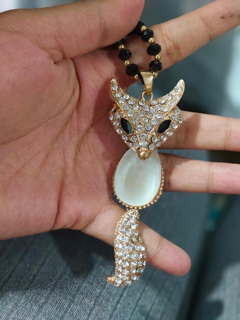 Swarovski fox necklace top