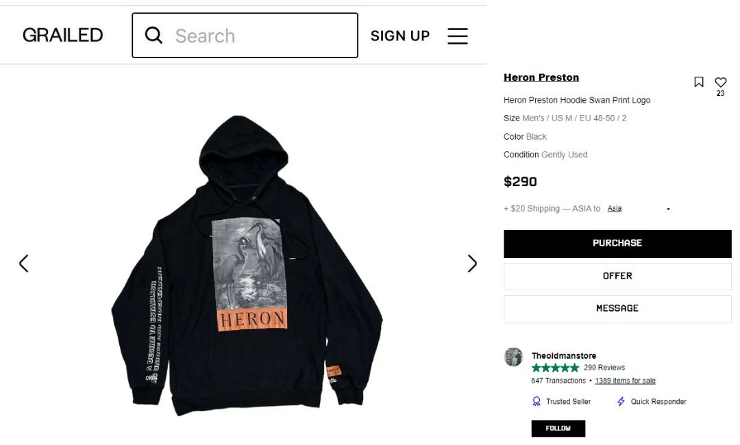 HERON PRESTON Hoodie Swan Print Men s Fashion Coats Jackets and Outerwear on Carousell