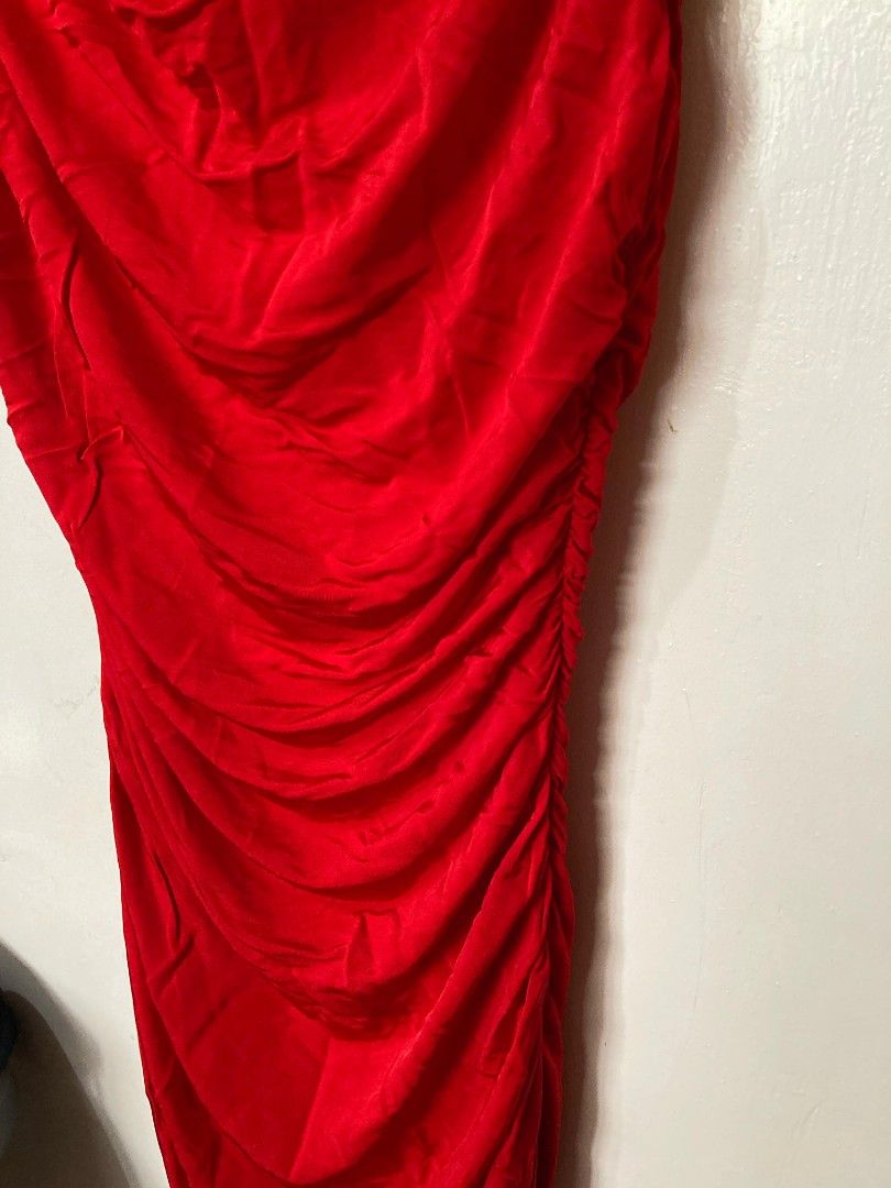 H&M Red Ruched Bodycon Dress, Women's Fashion, Dresses & Sets, Dresses on  Carousell