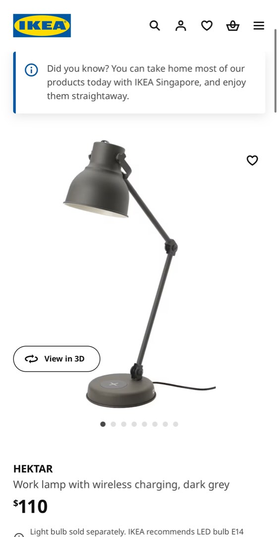 IKEA Hektar Table Lamp Furniture Home Living Lighting Fans Lighting on Carousell