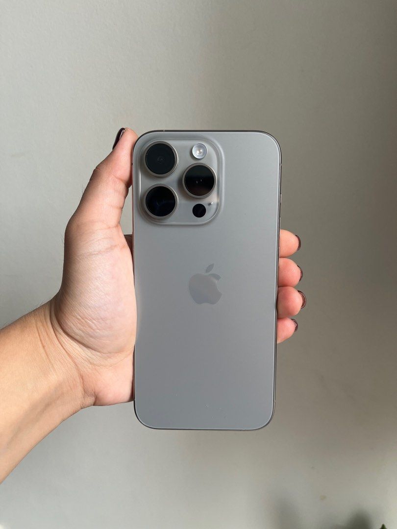 iPhone 15 Pro 1TB (Category: iPhone 15 Series) located in Makati City. Submitted by lifeislikeasushi (Listing ID 1332306344, Image 1). Description: - Natural Titanium, 1TB - Almost new, 2 months old - 100% battery health - Complete box, receipt & accessories - Negotiable for sure buyer.
