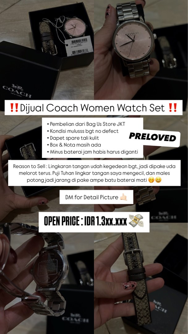 Jam Tangan Wanita Coach Set Jam tangan besi Jam tangan kulit Women Watches