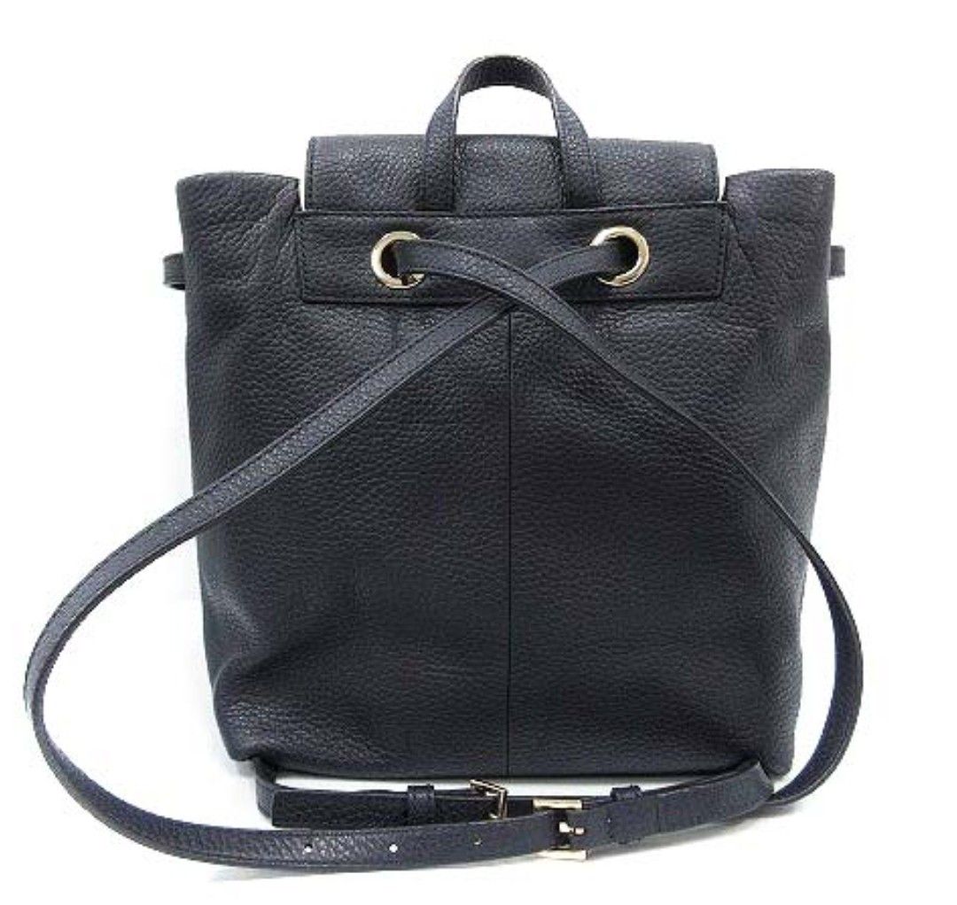 Kate Spade Navy Blue Leather Backpack( almost new), 名牌, 手袋及銀包 Carousell