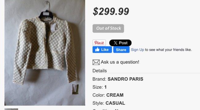 Sandro Cream Hamy Quilted Cardigan