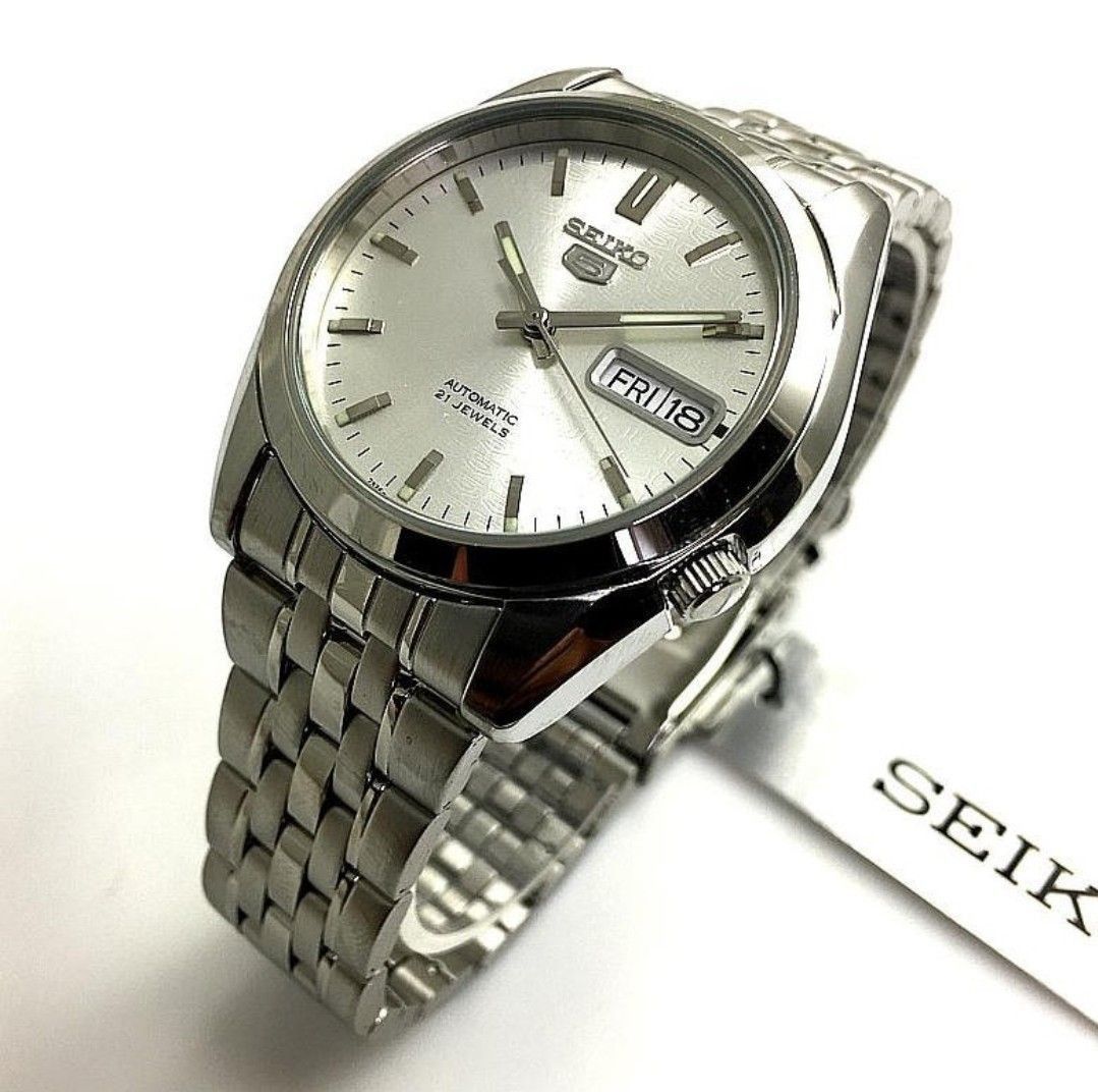 Seiko 5 SNK355 Men s Unisex Automatic Silver Dial Stainless Steel Watch snk355 snk355k1 Brand New In Box Men s Fashion Watches Accessories Watches on Carousell