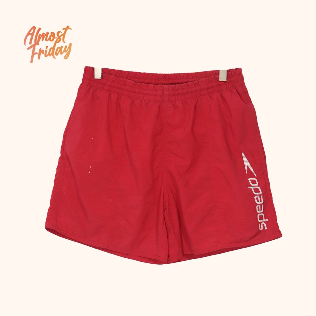 S/PEEDO Red Beach Shorts (Preloved) S/M (Category: Swim Trunks & Board Shorts) located in Catarman. Submitted by almostfridayph (Listing ID 1332399071, Image 1). Description: Brand: S/PEEDO Condition: Good. With signs of usage (paint stain). Kindly refer to detailed photos Size: S/M Php 249 Dimensions Waist: 28-30" Length: 14" Kindly manage your expectations. Our items are thrifted but in excellent condition NO RETURN, NO EXCHANGE Actual product 