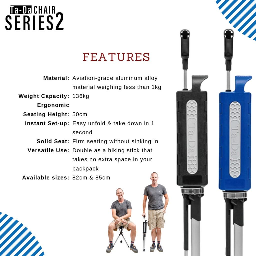 TaDa® Chair Series 2 Walking Seat Stick with carrying bag Made in
