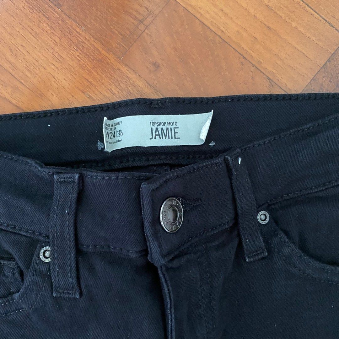 Topshop Jamie Jeans Black Raw Hem