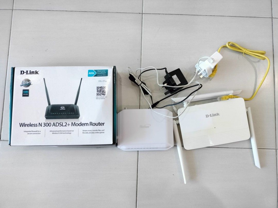 Unifi Fiberhome modem and Dlink Wireless N300 ADSL2+ Modem Router ...