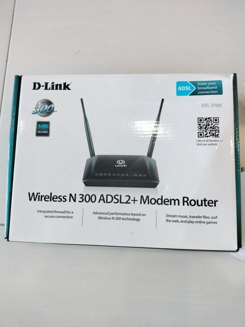 Unifi Fiberhome modem and Dlink Wireless N300 ADSL2+ Modem Router ...