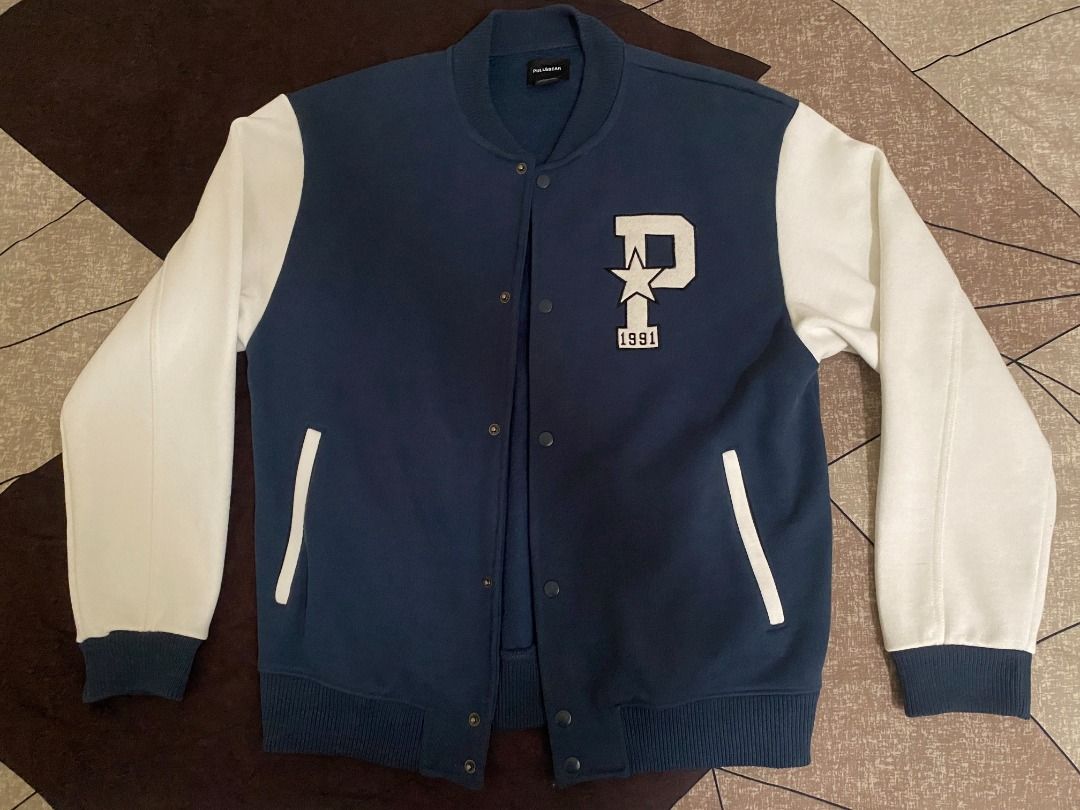Varsity bomber jacket jaket pull bear navy original authentic without tag