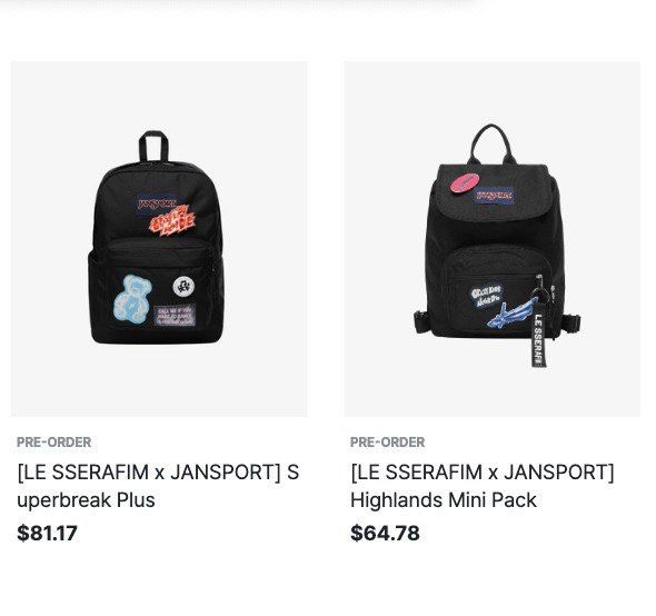 wts sealed instocks: le sserafim x jansport - highland mini bagpack with  weverse polaroid pc