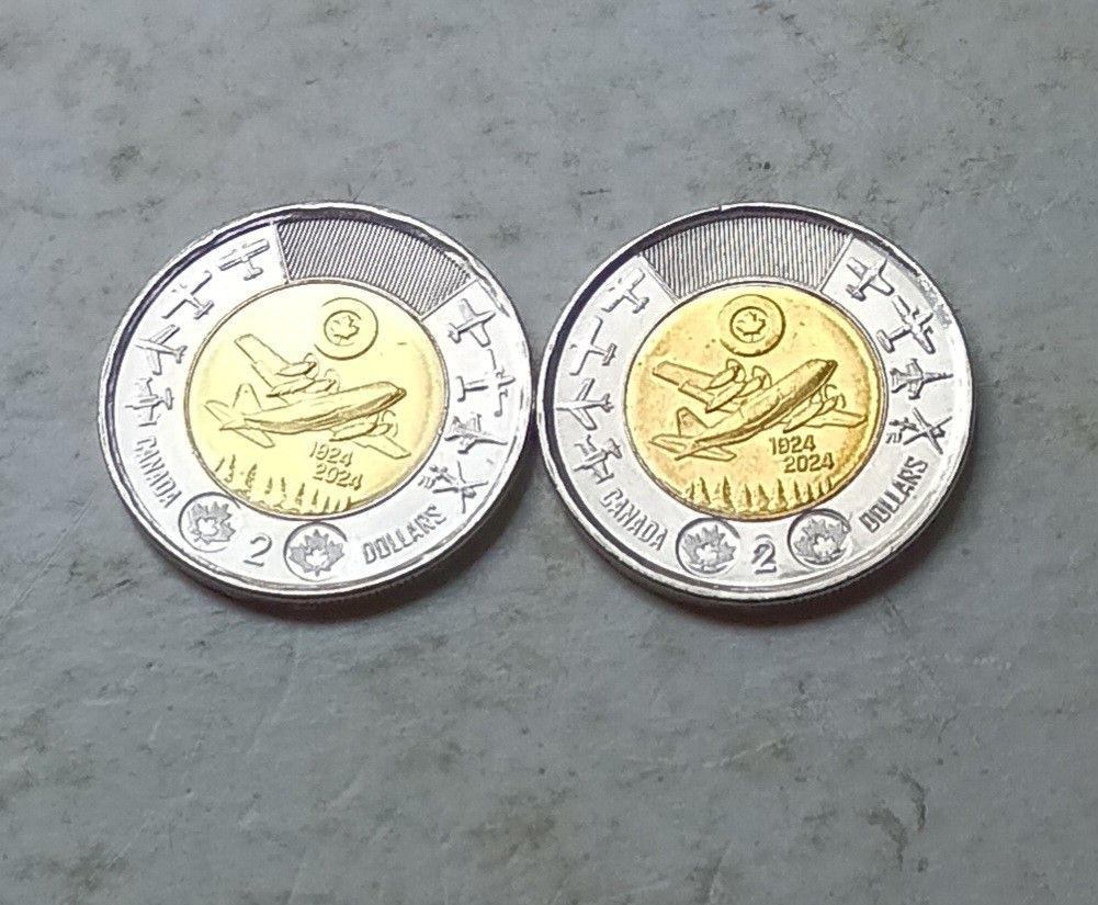 加拿大2024年［皇家加拿大空軍100周年］2元流通紀念幣2枚，全新, 興趣及遊戲, 收藏品及紀念品, 錢幣- Carousell