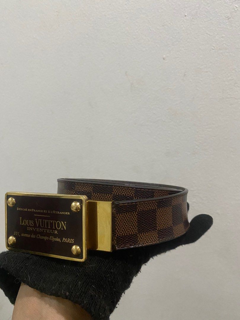 Inventeur Belt Brown Damier Louis Vuitton Belt Authentic Louis