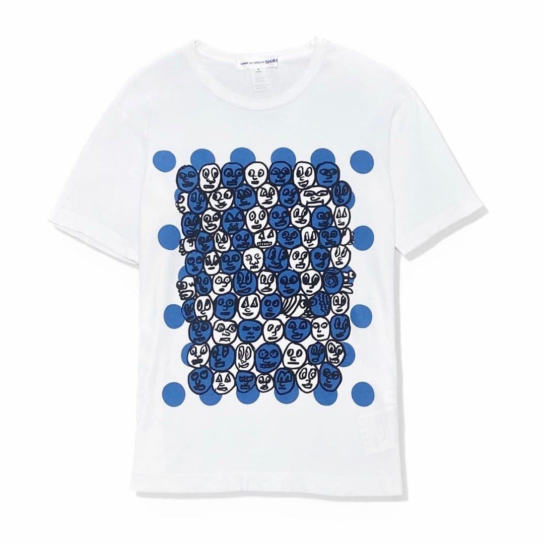 CDG Comme Des Garcons Face Dot Shirt Artwork by Noah Lyon Men s Fashion Tops Sets Tshirts Polo Shirts on Carousell