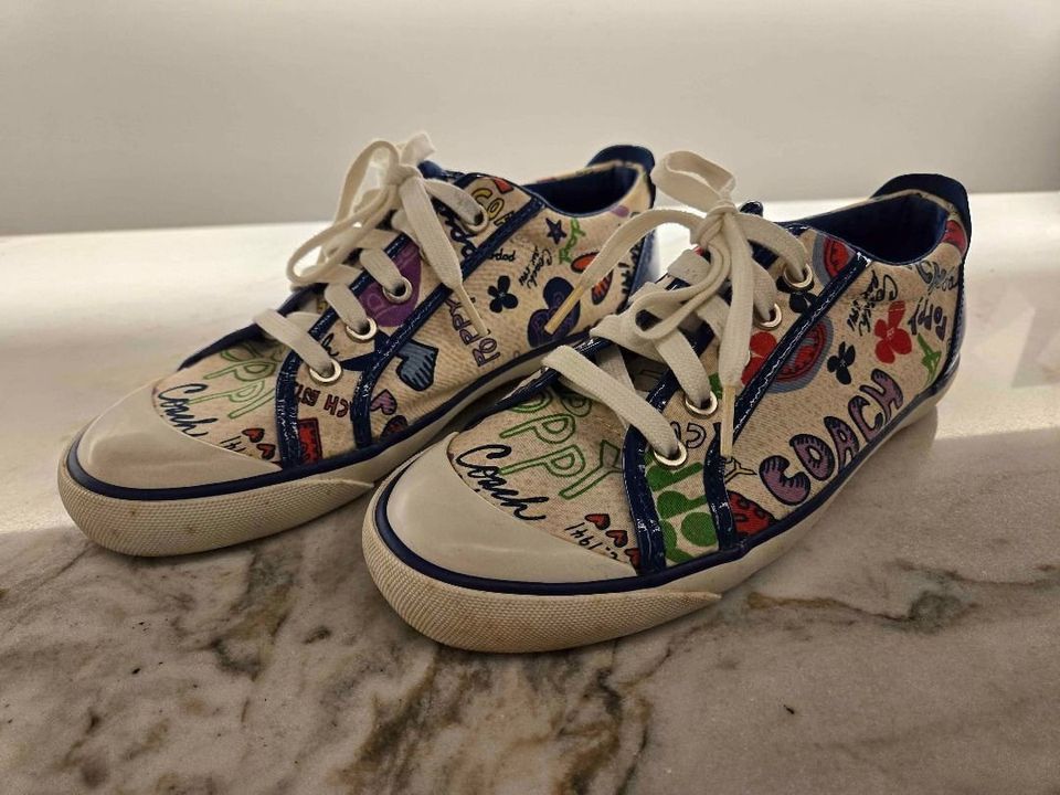 Coach Barrett Blue Multi Poppy Sneakers 平底鞋- 三峽面交, 她的時尚