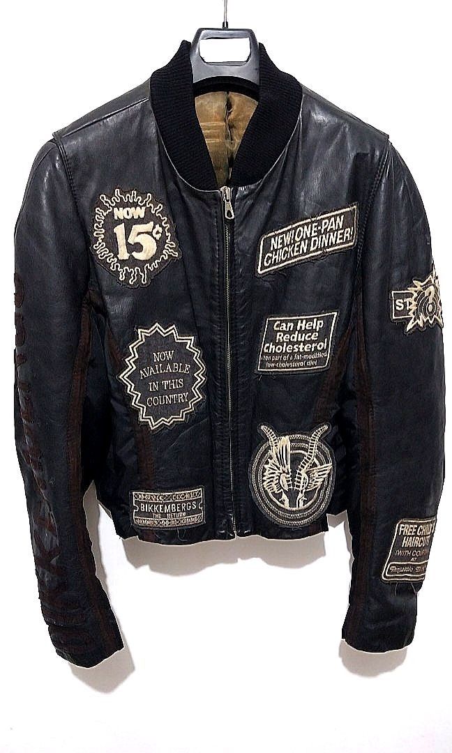 Dirk Bikkembergs Biker Leather Jacket, Barang Mewah, Pakaian di