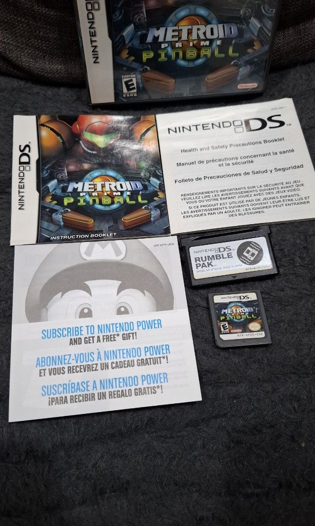 DS US Metroid Prime Pinball (Category: Nintendo) located in San Juan City. Submitted by ricsgaragesale (Listing ID 1332602601, Image 2). Description: Metroid Prime Pinball. Price: 4,500 PHP. - Authentic. - Tested and working. - US region. - CIB/Complete inserts. - With Rumble pack, the cartridge is working but the rumble sometimes is not working. I'll declare it as defective. - Near in good condition overall. - Clean contact pins. Note: All items