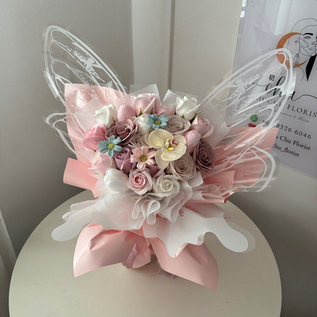 🚚FREE DELIVERY‼️🌹Butterfly Flower Bouquet 11 Premium Soap Rose Flower
