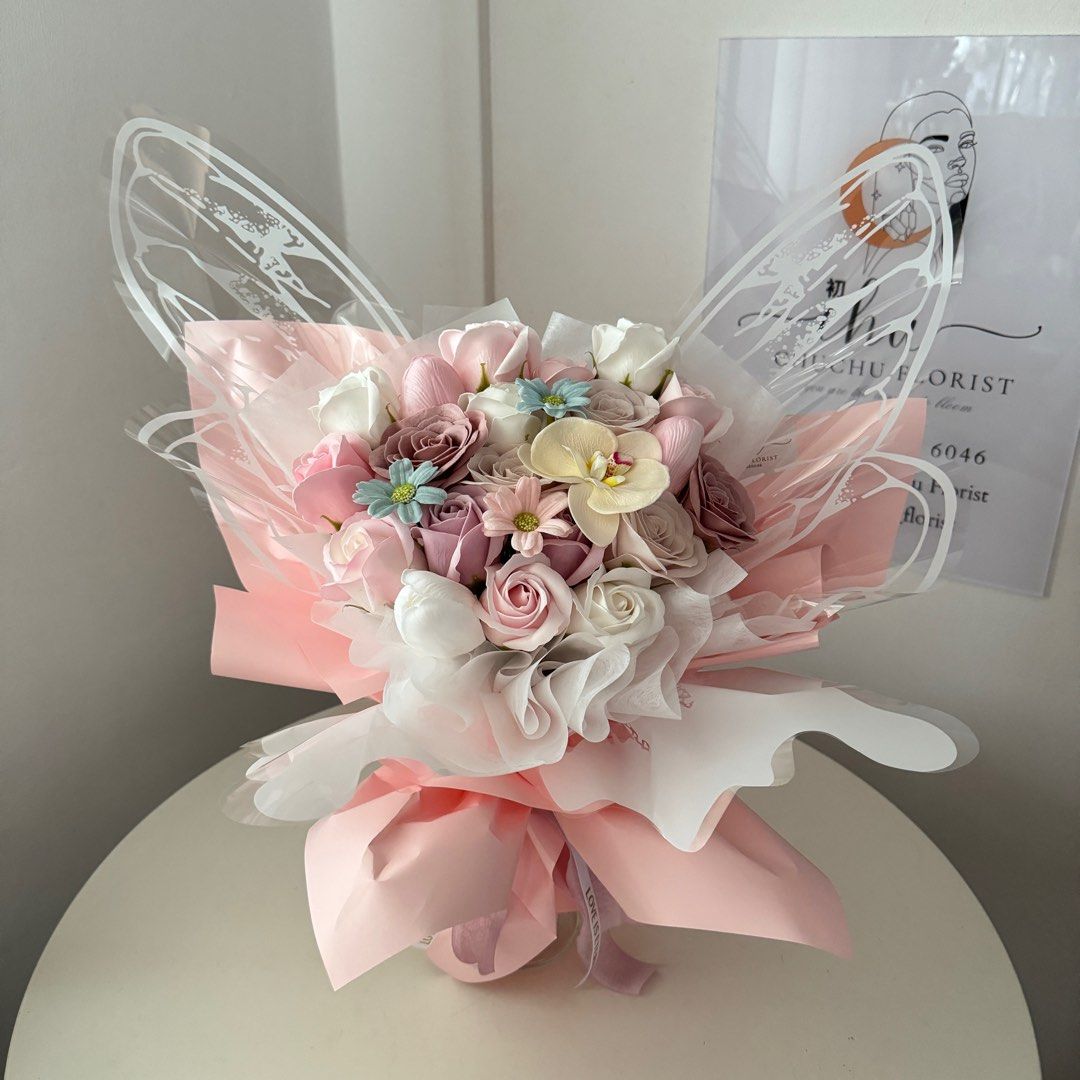 🚚FREE DELIVERY‼️🌹Butterfly Flower Bouquet 11 Premium Soap Rose Flower