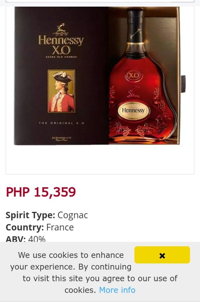 Hennessy X.O (Category: Other Food & Drinks) located in Manila. Submitted by micaja01078744 (Listing ID 1332595024, Image 2). Description: Hennessy X O.